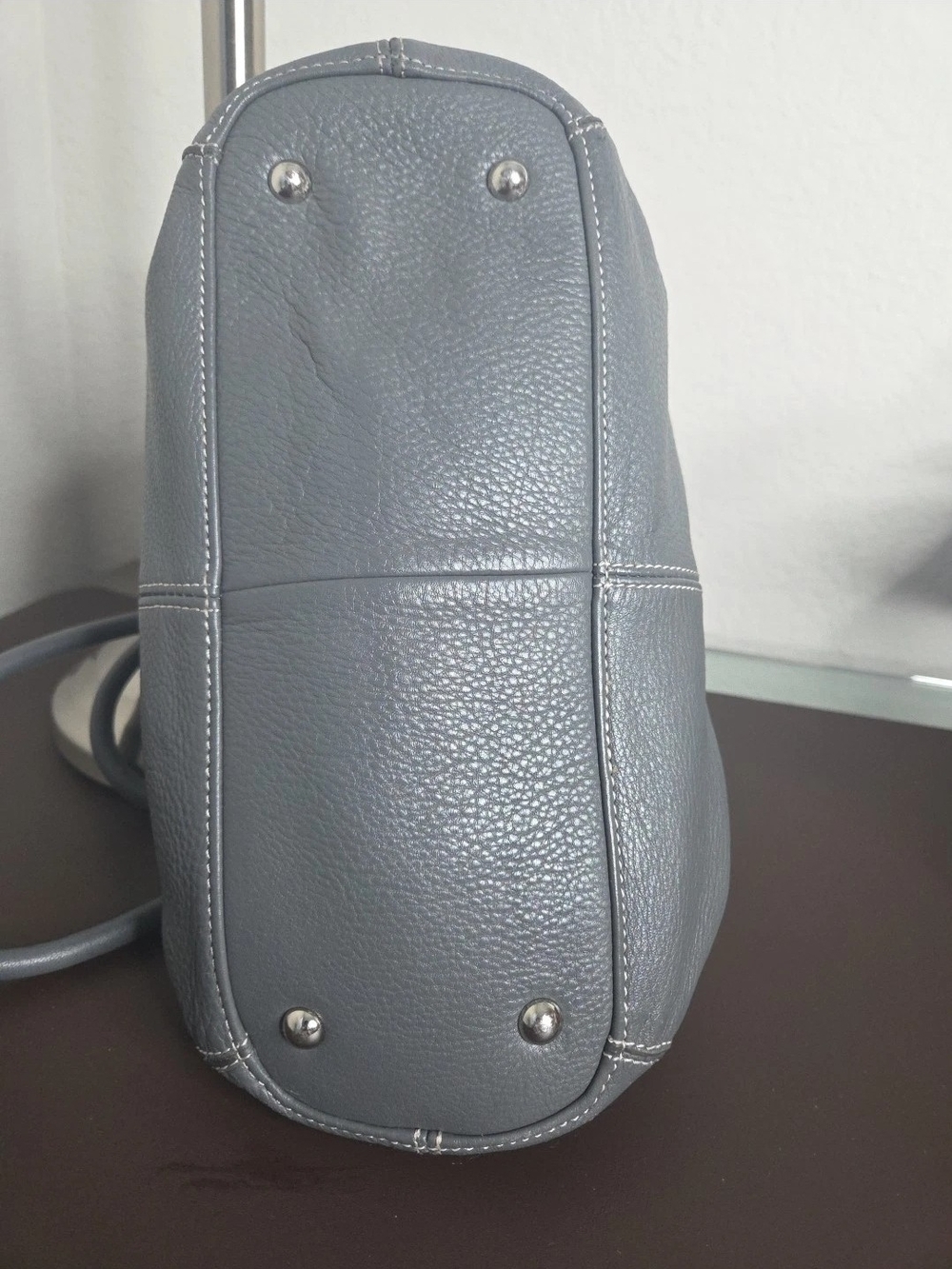 Tignanello Pebbled Leather Shoulder Tote in Slate Blue - Picture 5 of 16